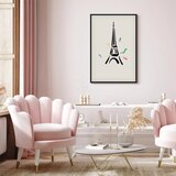  Slika - Black Graphic Drawing of the Eiffel Tower on a Cream Background 80x120 U crnom drvenom okviru | shoptok.hr