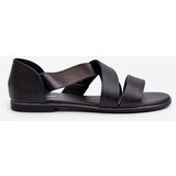 EVENTO PE1 Black Leather Sandals with Drawstring Apulia | shoptok.hr