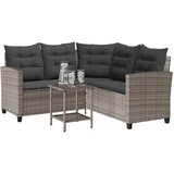  Vrtna sofa sa stolom i jastucima L-oblika siva poli ratan | Eponuda.com