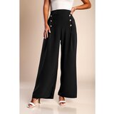 Fenzy Elegantne Dolge Hlače Z Gumbi, Črne Barve | Shoptok.si
