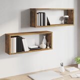  Kockaste zidne police 2 kom dimljeni hrast 60x15x23 cm drvene | shoptok.hr