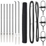 vidaXL Heksagonalna Ograja Siva 1.2x10 m Jeklo, Ograjni Stebri s Klinom 7 kos Ø32 mm 140 cm Cinkano Jeklo | Shoptok.si
