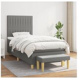  Box spring postelja z vzmetnico temno siva 80x200 cm blago | Shoptok.si