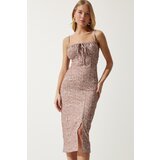  Women's Vivid Mink White Floral Slit Summer Knitted Dress Cijene