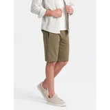 Ombre Men's BASIC cotton sweat shorts - olive