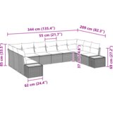 vidaXL set od 10 dijelova vrtne sofe s jastučićima bež poly ratan akacija | shoptok.hr