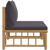  Srednja vrtna sofa od bambusa s tamnosivim jastucima | shoptok.hr