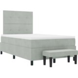 vidaXL Krevet s kutijom opruga s madracem i klupom svjetlosiva 120x190 cm baršun | shoptok.hr