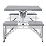  Sklopivi set stola za kampiranje s 4 stolca aluminijski sivi | shoptok.hr
