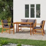 vidaXL 4-dijelni vrtni blagovaonski set s jastucima od bagremovog drva | shoptok.hr