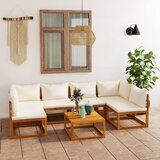  3057653 7 Piece Garden Lounge Set with Cushion Cream Solid Acacia Wood (2x311857+311859+311863) Cijene