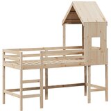  Krevet na kat s ljestvama i krovom 80x200 cm od borovine | shoptok.hr