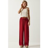 Happiness İstanbul Women's Burgundy Flowy Knitted Palazzo Trousers Cene