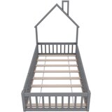 Lumor Postelja za otroke 90x200 cm iz masivnega lesa - Z lesenimi letvicami - Siva, (22156223) | Shoptok.si