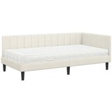 vidaXL Kotna postelja z vzmetnico z vzglavjem krema 100 x 200 cm Žamet, (5000075347) Cene
