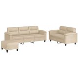 vidaXL 3-dijelni set sofa s jastucima krem od mikrovlakana | shoptok.hr