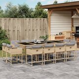  The Living Store Vrtna jedilna garnitura 13-delna z blazinami bež poli ratan - Vrtna Jedilna Garnitura, (21461289) | Shoptok.si