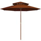 vidaXL Dvojni senčnik z lesenim drogom terakota 270 cm, (20965112) Cene