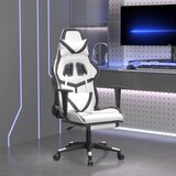 The Living Store Igralni stol z oporo za noge belo in črno umetno usnje - Gaming Stol, (21625020) | Shoptok.si