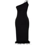 Trendyol Black Fitted Elegant Evening Dress with Woven Otriches Cijene