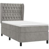 Box spring krevet s madracem svjetlosivi 80 x 200 cm baršunasti | shoptok.hr