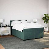 vidaXL Box spring postelja z vzmetnico temno zelena 160x200 cm žamet | Shoptok.si