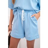 Kesi Włoski Women's butter set with a short-sleeved blouse and shorts with an elastic band blue | Shoptok.si