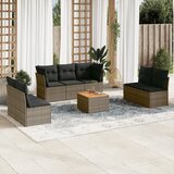 vidaXL 8-dijelni set vrtnih sofa od poliratana s jastucima sivi Cijene