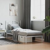 Maison Chic Kovinski Posteljni okvir - Enojna postelja - Postelja za odrasle z vzglavjem bel 90x200 cm, (21694166) | Shoptok.si