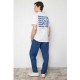 Trendyol Ecru Men's Plus Size Comfortable 100% Cotton Relaxed/Comfortable Fit T-shirt Cene