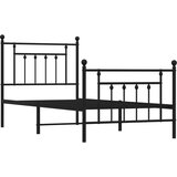 Metalni okvir kreveta uzglavlje i podnožje crni 90x190 cm | shoptok.hr