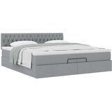 vidaXL Otomanski posteljni okvir z vzmetnico svetlo siv 200x200 cm | Shoptok.si