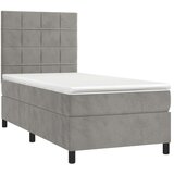  Box spring postelja z vzmetnico LED svetlo siva 100x200cm žamet, (20724940) | Shoptok.si