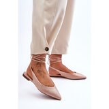 Boto Women's Lace-Up Ballet Flats Embellished with Studs Beige Jange | ePonuda.com