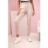 Kesi Women's trousers with a frill on the sides beige | shoptok.hr