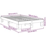 vidaXL posteljni okvir brez vzmetnice 120x190 cm masivni les hrast | Shoptok.si