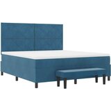 Box Postelja z vzmetnico z vzmetnico Temno modra 180 x 200 cm Žamet, (5000126799) | Shoptok.si