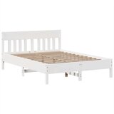 vidaXL Posteljni okvir brez vzmetnice bel 140x190 cm trdna borovina | Shoptok.si
