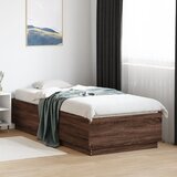 Maison Chic Posteljni okvir - Enojna postelja - Postelja za odrasle z LED lučkami rjavi hrast 90x200 cm inž. les, (21696062) | Shoptok.si
