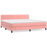  Box spring postelja z vzmetnico roza 200x200 cm žamet | Shoptok.si
