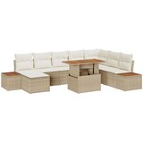 vidaXL vrtni kavč set 9-delni set Bež in krem Ratan in poliester, (22065173) | Shoptok.si