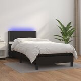 The Living Store Box spring postelja z vzmetnico LED črn 100x200 cm umetno usnje - Box Spring Postelja, (21515997) Cene
