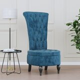 vidaXL Stol z visokim naslonom moder žamet z gumbi | Shoptok.si