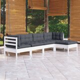 Maison Chic Seti vrtnega pohištva - Vrtna garnitura - Vrtni pohištvo set 5-delna z blazinami bela borovina, (21817228) | Shoptok.si
