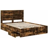  Krevetna konstrukcija s ladicama Dimljeni hrast 140 x 190 cm | shoptok.hr