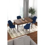 Hanah home trpezarijski set Via, sto na razvlačenje i 4 stolice, ploča u dekoru drveta Baroque, teget tkanina Jerry | Eponuda.com