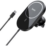 hoco. Nosilec za avto (CA90 Powerful) z magnetnim držalom, brezžičnim polnjenjem, 15 W za zračnik - črn | Shoptok.si