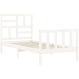  Posteljni okvir z vzglavjem bel 100x200 cm trden les, (20735695) | Shoptok.si