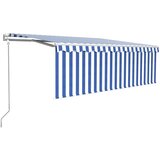  Automatska tenda s roletom i senzorom LED 4,5x3 m plavo-bijela | Eponuda.com