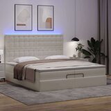 vidaXL Otomanski posteljni okvir z vzmetnicami bel 200x200cm um. usnje | Shoptok.si